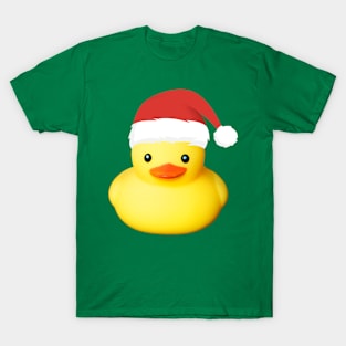 Cute Yellow Rubber Duck Santa Claus Christmas Family Costume T-Shirt